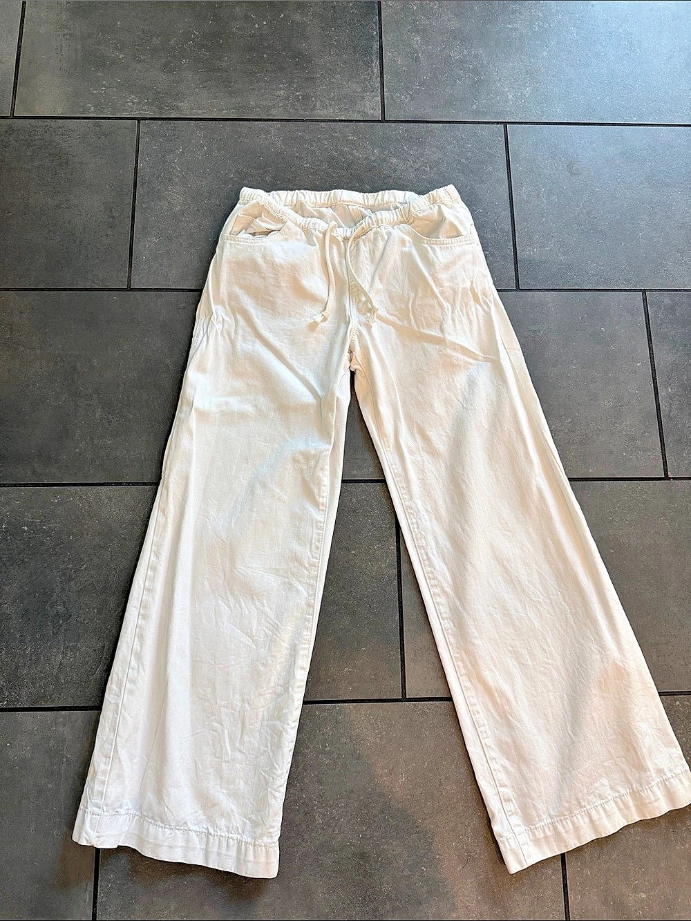 Brandy Melville Cotton Wide Leg Pants White